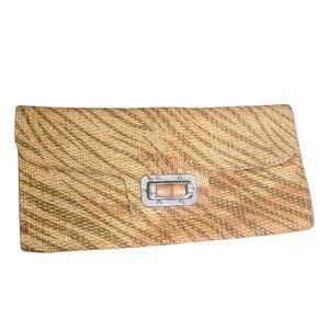 Vintage MMS Design Studio Handwoven Animal Print Clutch Purse